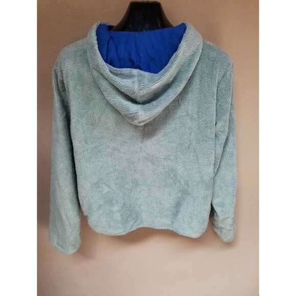 Onofrey Los Angeles Button Front Hoodie Fleece Cardigan Sweater Medium Green - Picture 2 of 6